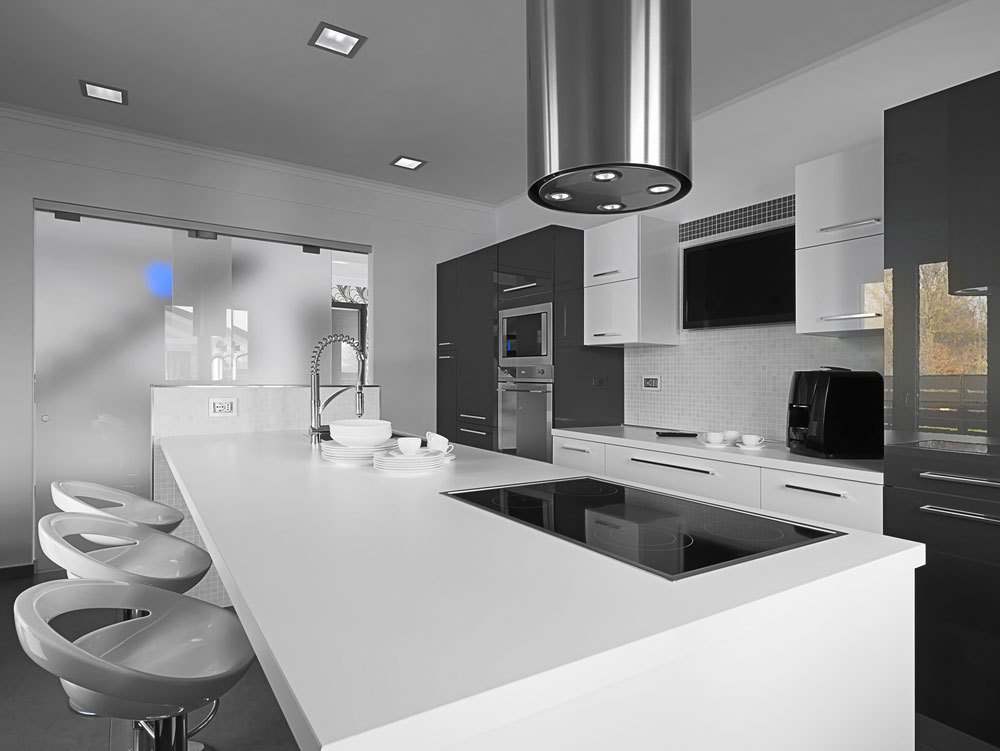 Cocina moderna blanca y gris Cocina moderna blanca y gris
